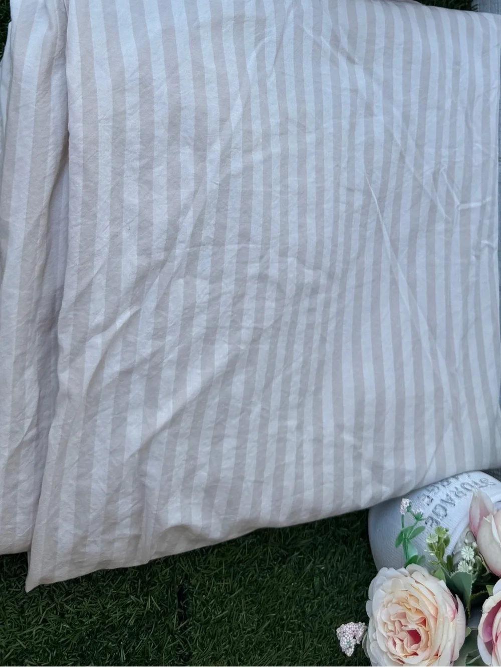 Parachute Percale Top Sheet (flat sheet) COLOR: BONE STRIPE NWOT flat sheet only